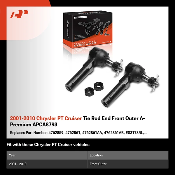 2001-2010 Chrysler PT Cruiser Tie Rod End Front Outer A-Premium APCA8793