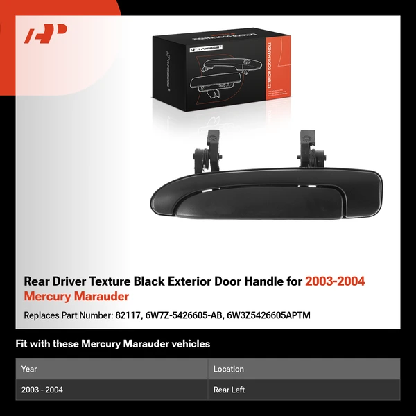 Rear Driver Texture Black Exterior Door Handle for 2003-2004 Mercury Marauder