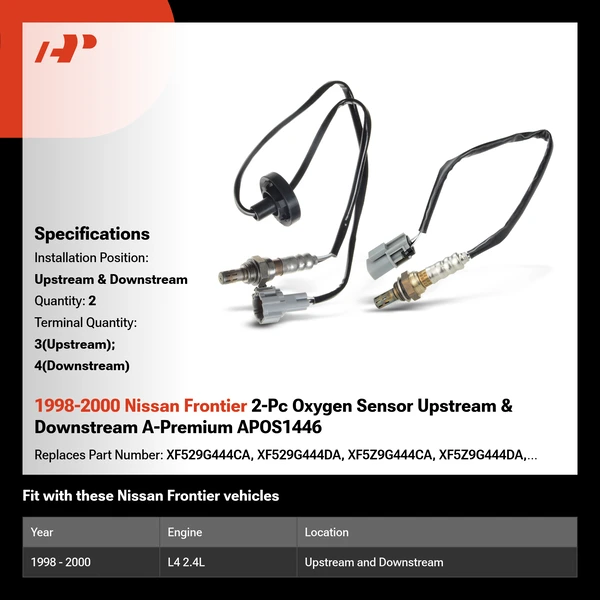1998-2000 Nissan Frontier 2-Pc Oxygen Sensor Upstream & Downstream A-Premium APOS1446