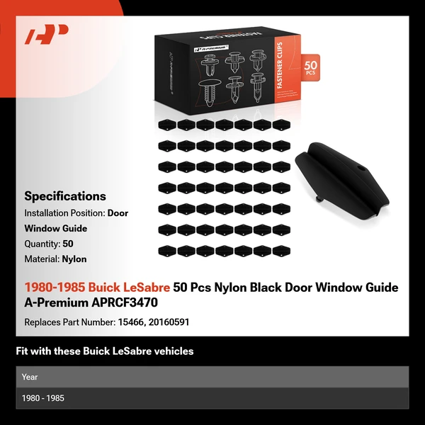 1980-1985 Buick LeSabre 50 Pcs Nylon Black Door Window Guide A-Premium APRCF3470