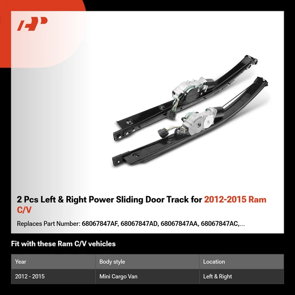 2 Pcs Left & Right Power Sliding Door Track for 2012-2015 Ram C/V