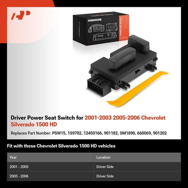 Driver Power Seat Switch for 2001-2003 2005-2006 Chevrolet Silverado 1500 HD