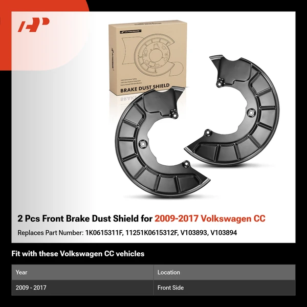 2 Pcs Front Brake Dust Shield for 2009-2017 Volkswagen CC