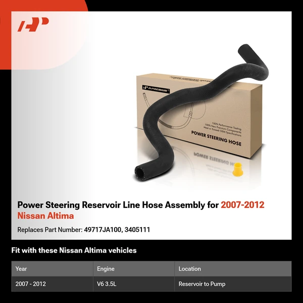 Power Steering Reservoir Line Hose Assembly for 2007-2012 Nissan Altima