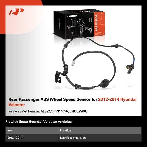 Rear Passenger ABS Wheel Speed Sensor for 2012-2014 Hyundai Veloster
