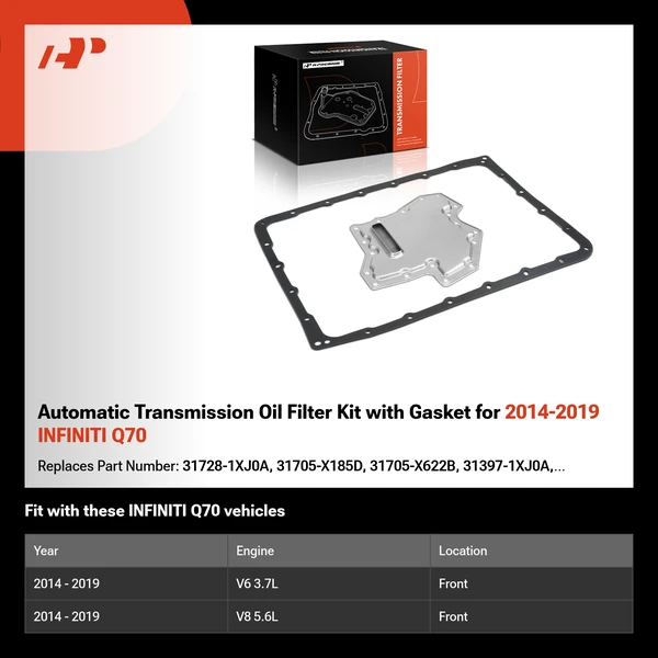 Automatic Transmission Oil Filter Kit with Gasket for 2014-2019 INFINITI Q70
