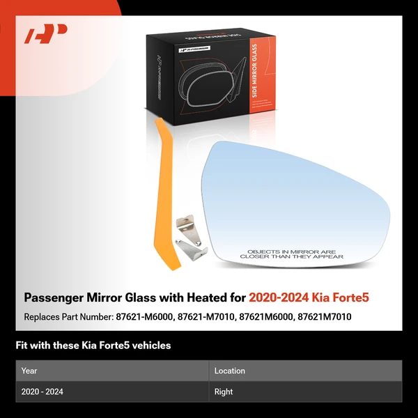 Passenger Mirror Glass with Heated for 2020-2024 Kia Forte5