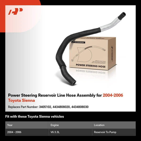 Power Steering Reservoir Line Hose Assembly for 2004-2006 Toyota Sienna