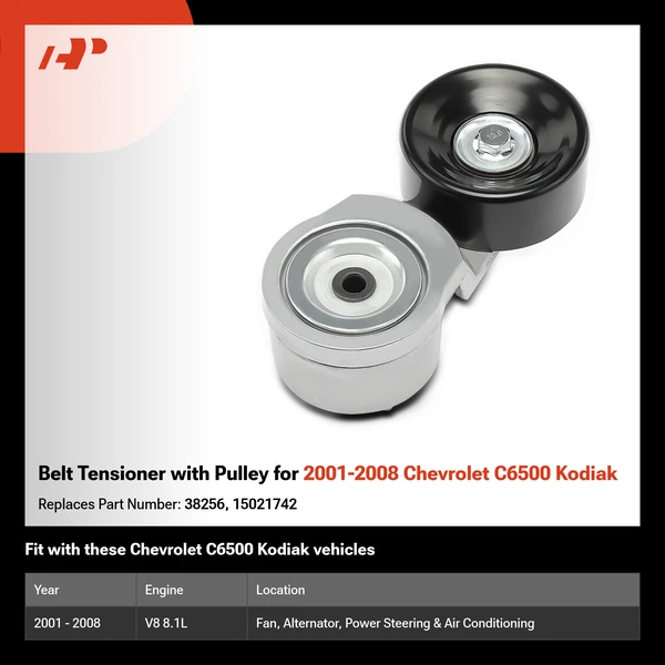 Belt Tensioner with Pulley for 2001-2008 Chevrolet C6500 Kodiak