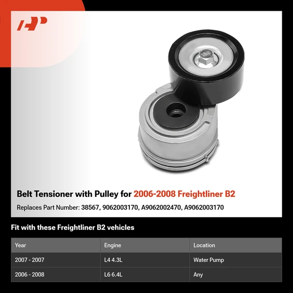 Belt Tensioner with Pulley for 2006-2008 Freightliner B2