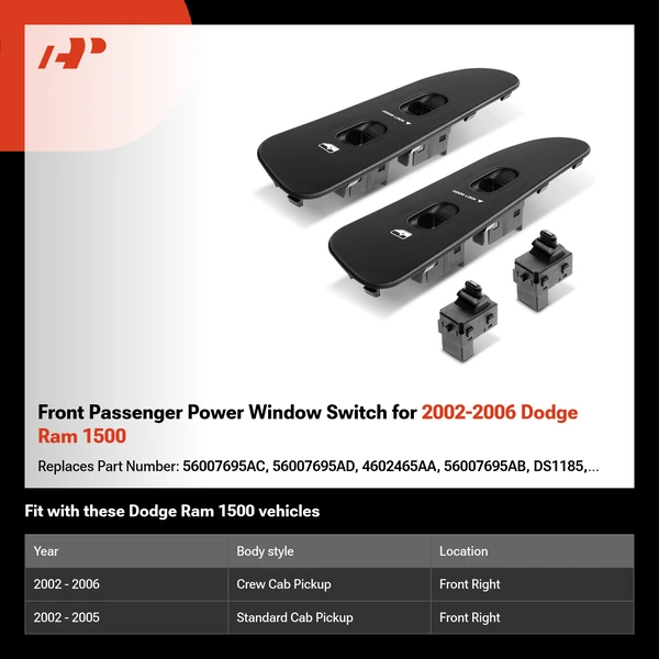 Front Passenger Power Window Switch for 2002-2006 Dodge Ram 1500