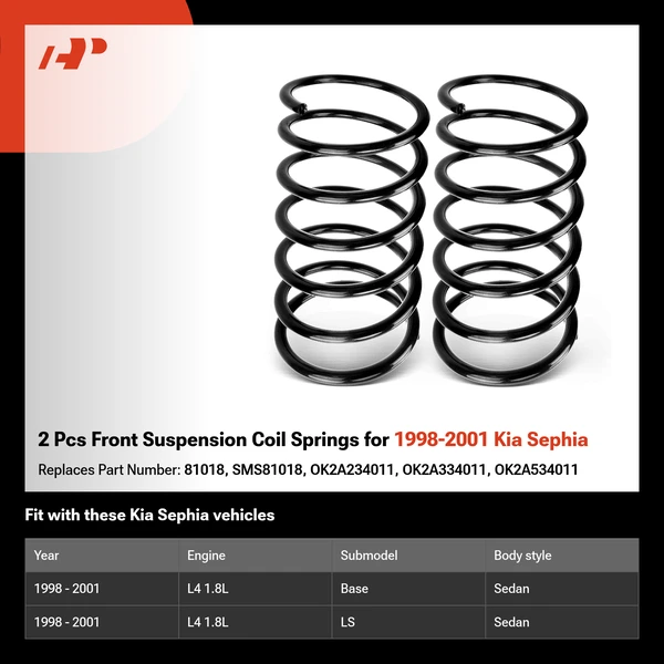 2 Pcs Front Suspension Coil Springs for 1998-2001 Kia Sephia