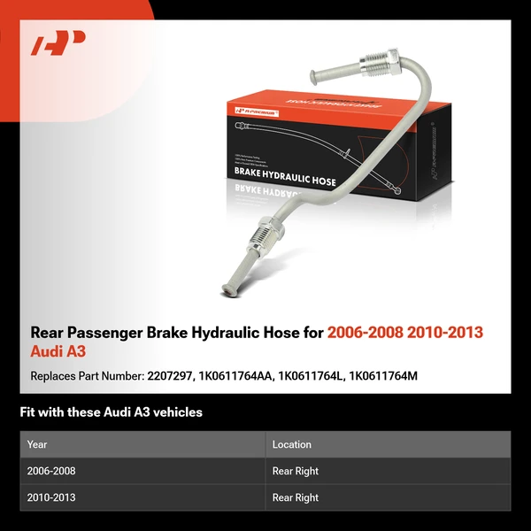 Rear Passenger Brake Hydraulic Hose for 2006-2008 2010-2013 Audi A3