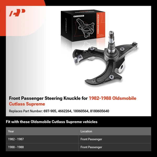 Front Passenger Steering Knuckle for 1982-1988 Oldsmobile Cutlass Supreme