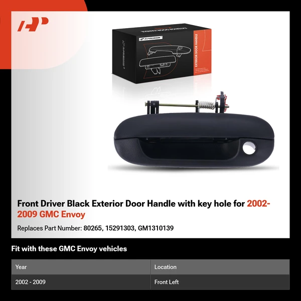 Front Driver Black Exterior Door Handle with key hole for 2002-2009 GMC Envoy