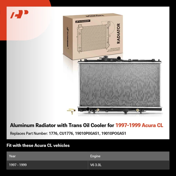 Aluminum Radiator with Trans Oil Cooler for 1997-1999 Acura CL