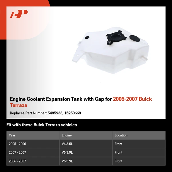 Engine Coolant Expansion Tank with Cap for 2005-2007 Buick Terraza