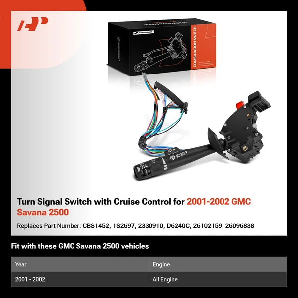 Turn Signal Switch with Cruise Control for 2001-2002 GMC Savana 2500