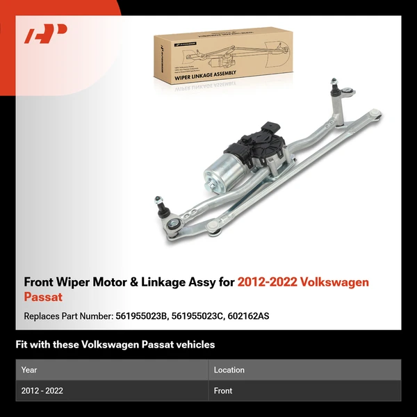 Front Wiper Motor & Linkage Assy for 2012-2022 Volkswagen Passat