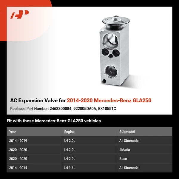 AC Expansion Valve for 2014-2020 Mercedes-Benz GLA250