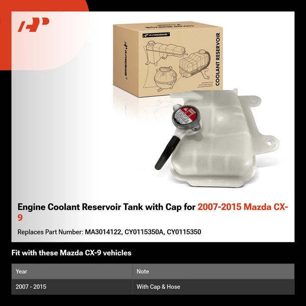 Engine Coolant Reservoir Tank with Cap for 2007-2015 Mazda CX-9