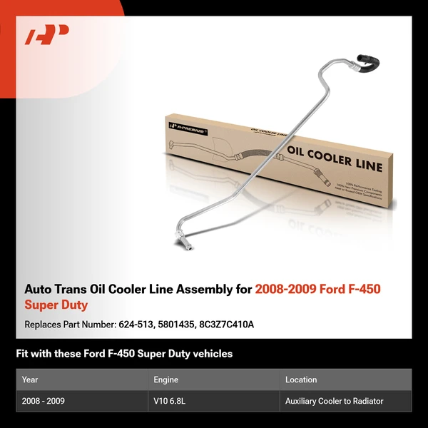 Auto Trans Oil Cooler Line Assembly for 2008-2009 Ford F-450 Super Duty