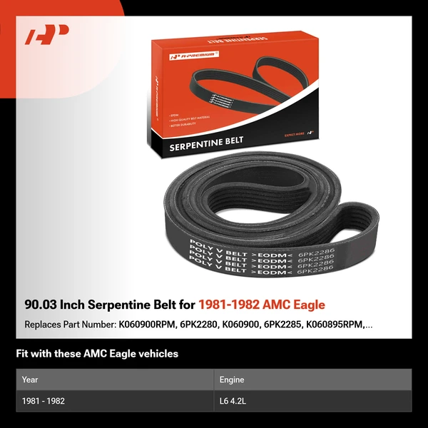 90.03 Inch Serpentine Belt for 1981-1982 AMC Eagle