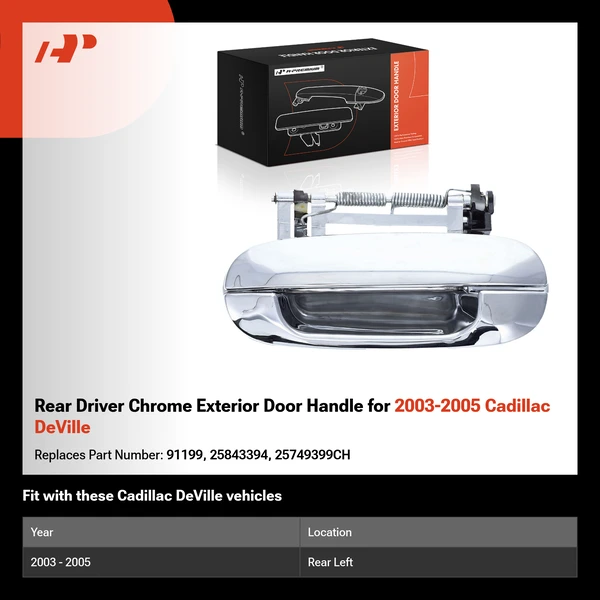 Rear Driver Chrome Exterior Door Handle for 2003-2005 Cadillac DeVille
