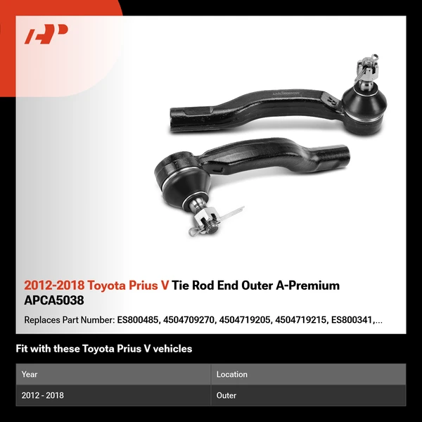 2012-2018 Toyota Prius V Tie Rod End Outer A-Premium APCA5038