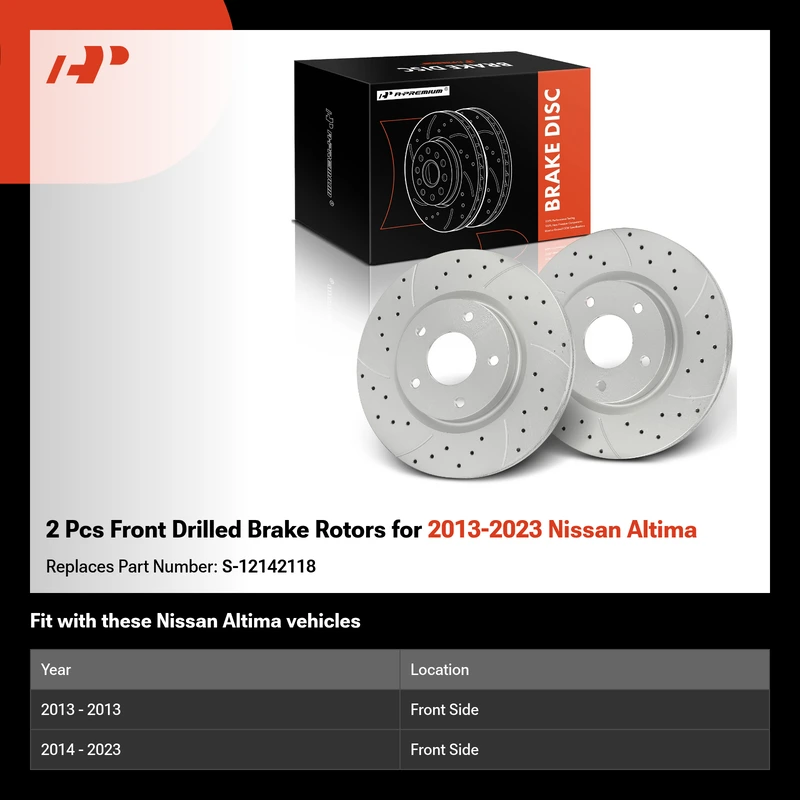 2 Pcs Front Drilled Brake Rotors for 2013-2023 Nissan Altima