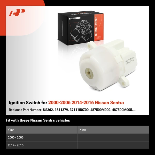 Ignition Switch for 2000-2006 2014-2016 Nissan Sentra