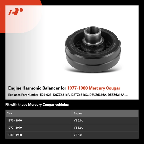 Engine Harmonic Balancer for 1977-1980 Mercury Cougar