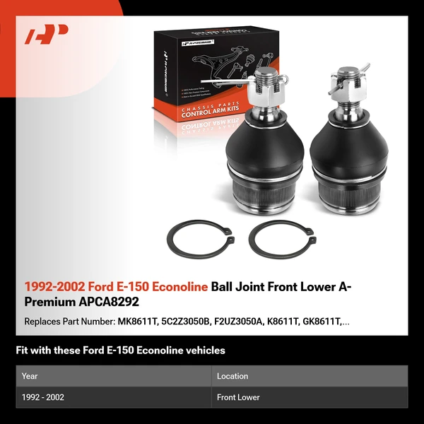 1992-2002 Ford E-150 Econoline Ball Joint Front Lower A-Premium APCA8292
