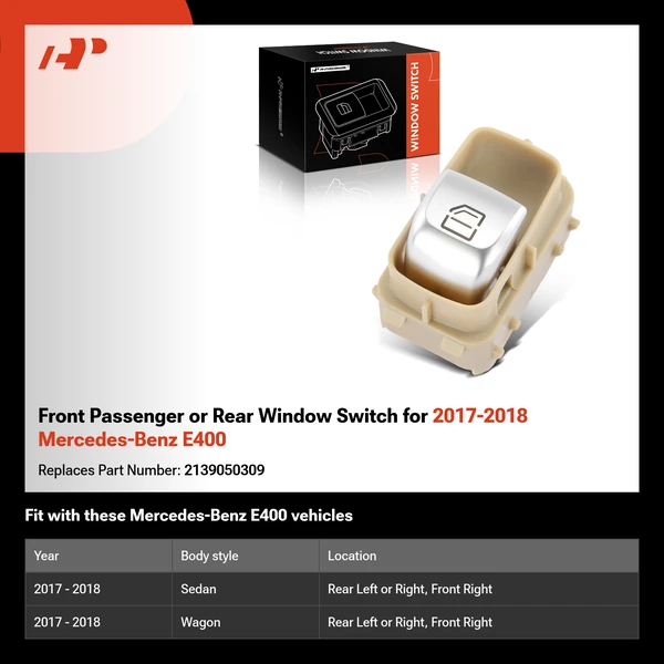 Front Passenger or Rear Window Switch for 2017-2018 Mercedes-Benz E400