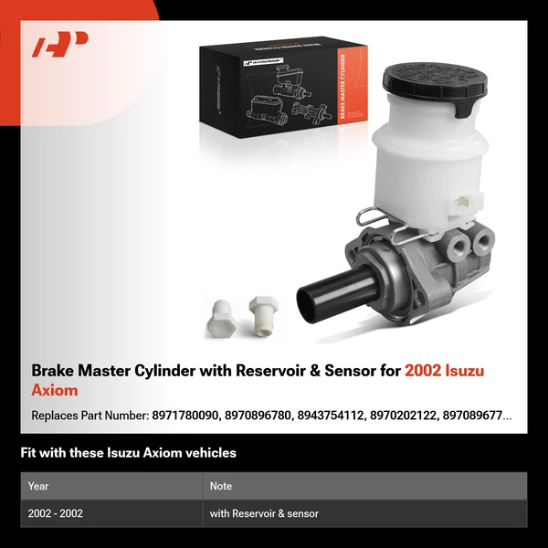 Brake Master Cylinder with Reservoir & Sensor for 2002 Isuzu Axiom