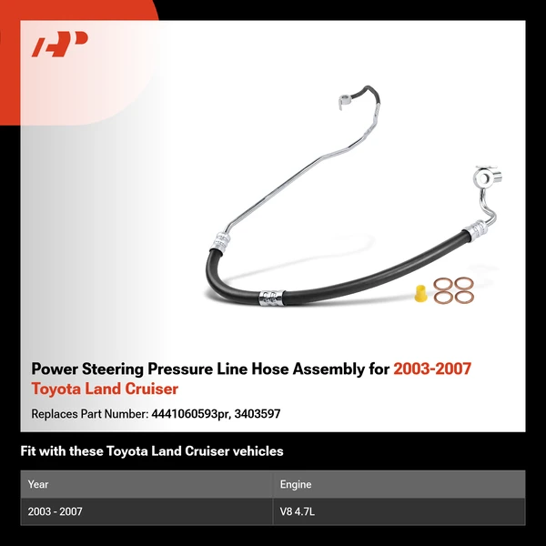 Power Steering Pressure Line Hose Assembly for 2003-2007 Toyota Land Cruiser