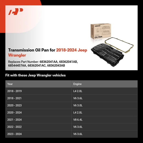 Transmission Oil Pan for 2018-2024 Jeep Wrangler