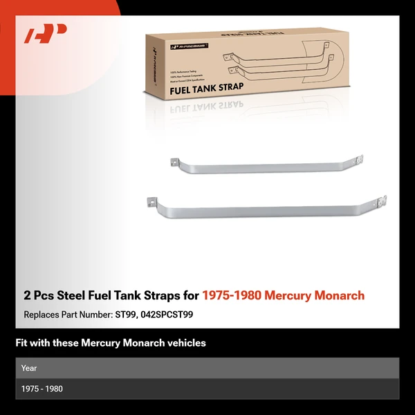 2 Pcs Steel Fuel Tank Straps for 1975-1980 Mercury Monarch