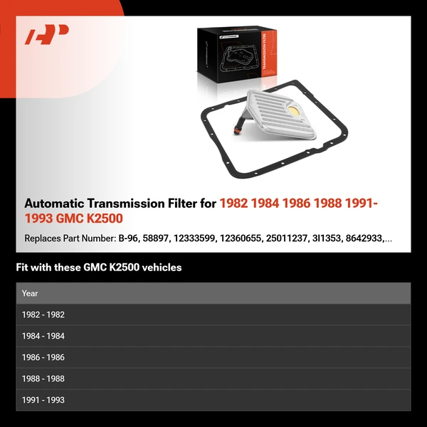 Automatic Transmission Filter for 1982 1984 1986 1988 1991-1993 GMC K2500