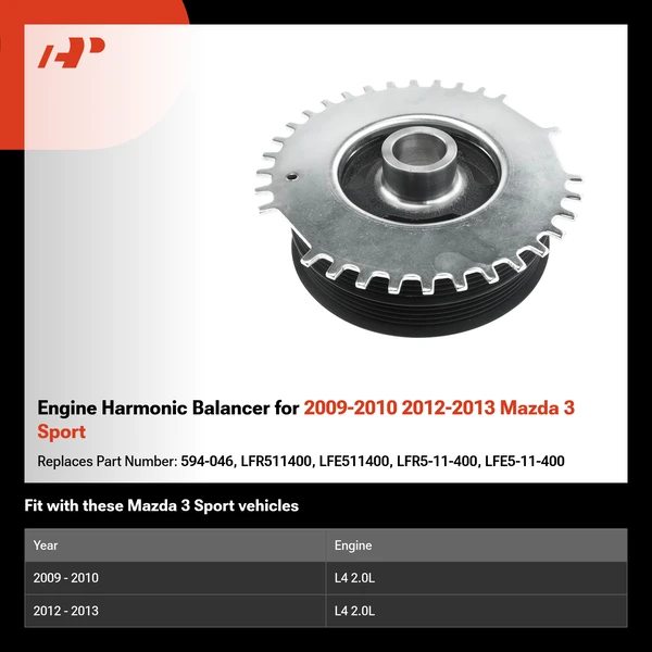 Engine Harmonic Balancer for 2009-2010 2012-2013 Mazda 3 Sport