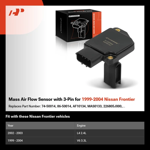 Mass Air Flow Sensor with 3-Pin for 1999-2004 Nissan Frontier
