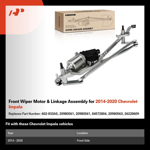 Front Wiper Motor & Linkage Assembly for 2014-2020 Chevrolet Impala