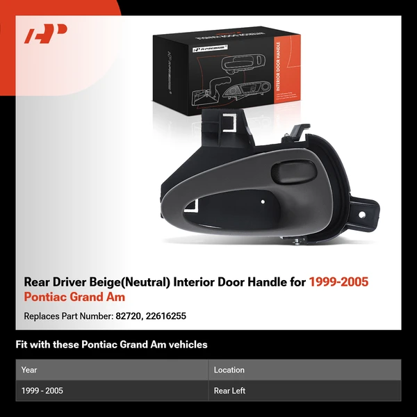 Rear Driver Beige(Neutral) Interior Door Handle for 1999-2005 Pontiac Grand Am