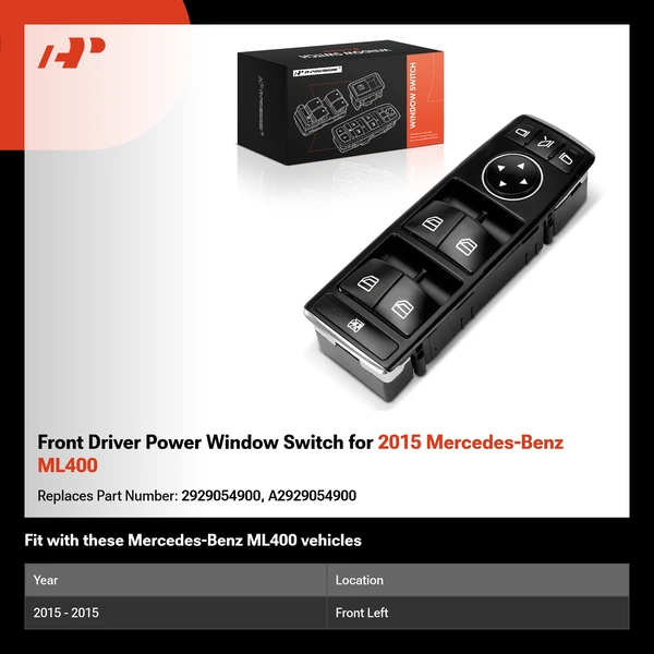 Front Driver Power Window Switch for 2015 Mercedes-Benz ML400