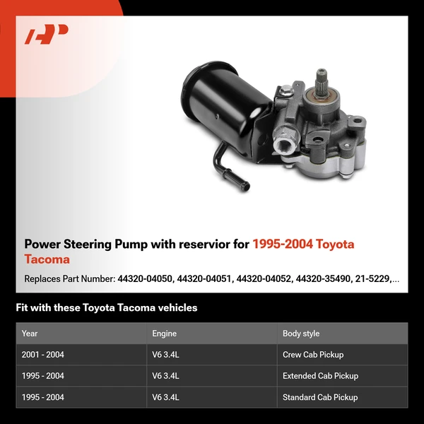 Power Steering Pump with reservior  for 1995-2004 Toyota Tacoma