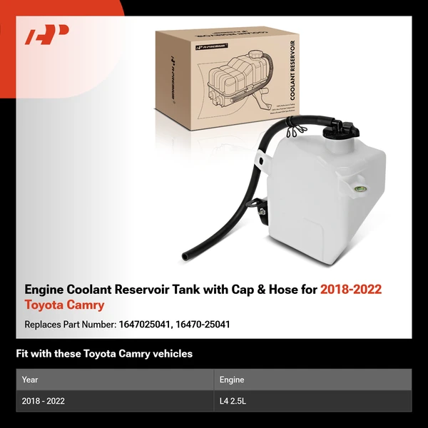 Engine Coolant Reservoir Tank with Cap & Hose for 2018-2022 Toyota Camry