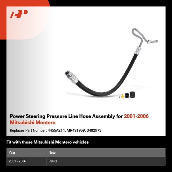 Power Steering Pressure Line Hose Assembly for 2001-2006 Mitsubishi Montero