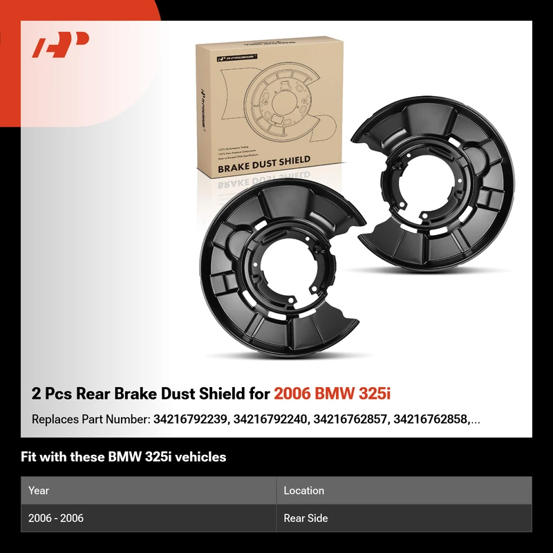 2 Pcs Rear Brake Dust Shield for 2006 BMW 325i