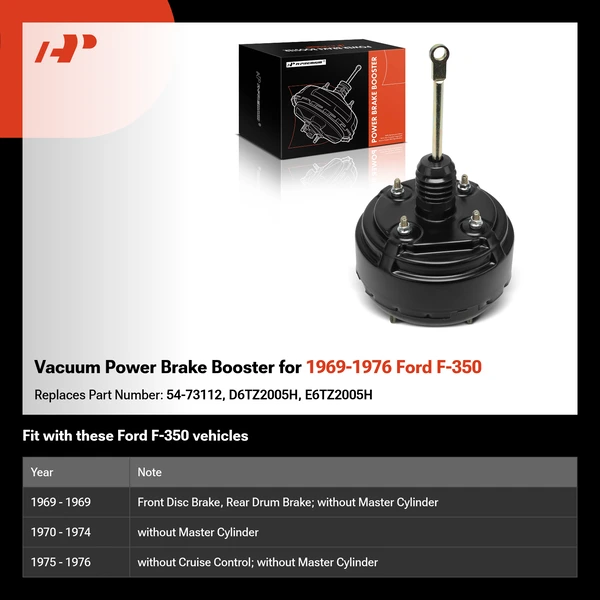 Vacuum Power Brake Booster for 1969-1976 Ford F-350