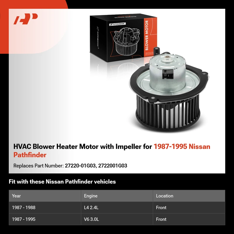 HVAC Blower Heater Motor with Impeller for 1987-1995 Nissan Pathfinder